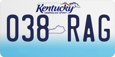 KY license plate 038RAG