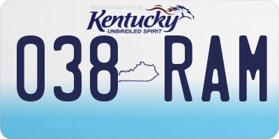 KY license plate 038RAM