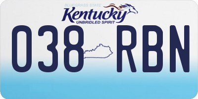 KY license plate 038RBN