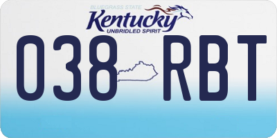 KY license plate 038RBT