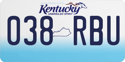 KY license plate 038RBU
