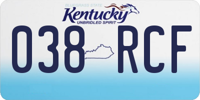 KY license plate 038RCF
