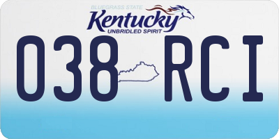 KY license plate 038RCI