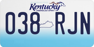 KY license plate 038RJN