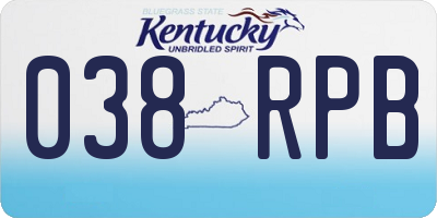 KY license plate 038RPB