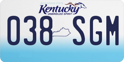 KY license plate 038SGM
