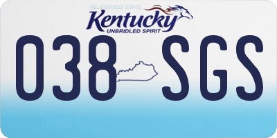 KY license plate 038SGS
