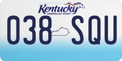 KY license plate 038SQU