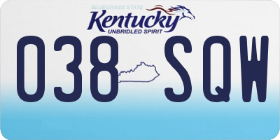 KY license plate 038SQW