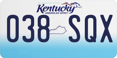 KY license plate 038SQX