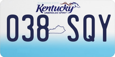 KY license plate 038SQY