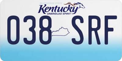 KY license plate 038SRF