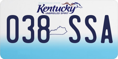 KY license plate 038SSA