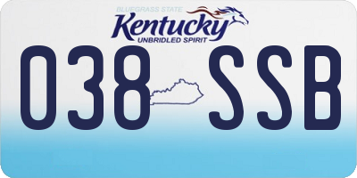 KY license plate 038SSB