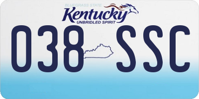 KY license plate 038SSC