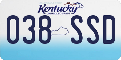 KY license plate 038SSD