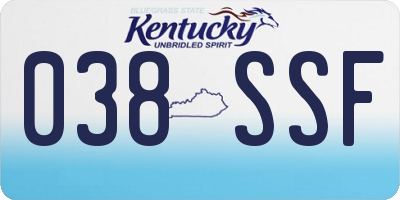 KY license plate 038SSF