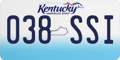 KY license plate 038SSI
