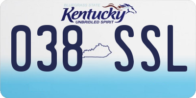 KY license plate 038SSL