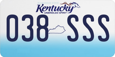 KY license plate 038SSS
