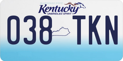 KY license plate 038TKN