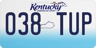 KY license plate 038TUP