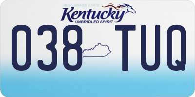 KY license plate 038TUQ