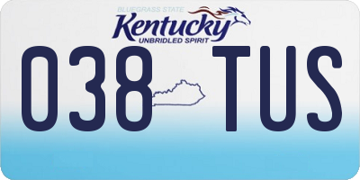 KY license plate 038TUS
