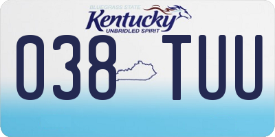 KY license plate 038TUU