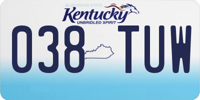 KY license plate 038TUW