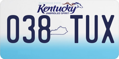 KY license plate 038TUX