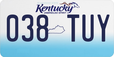 KY license plate 038TUY