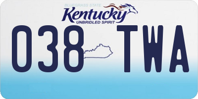KY license plate 038TWA