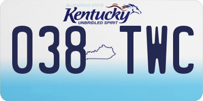 KY license plate 038TWC