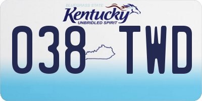 KY license plate 038TWD