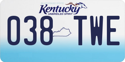 KY license plate 038TWE