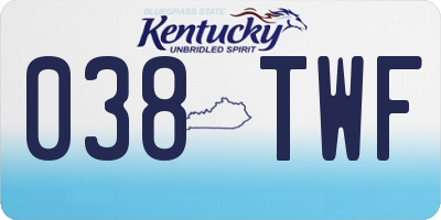 KY license plate 038TWF