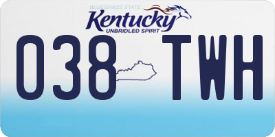 KY license plate 038TWH