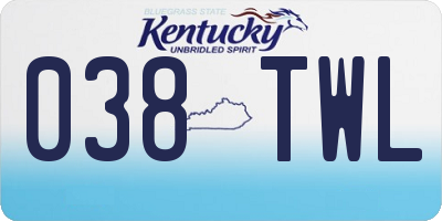 KY license plate 038TWL