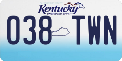 KY license plate 038TWN