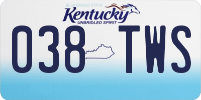KY license plate 038TWS