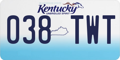 KY license plate 038TWT