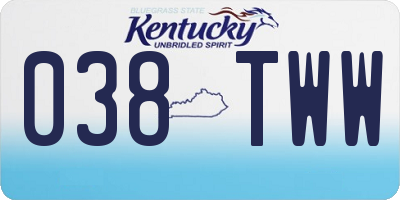 KY license plate 038TWW