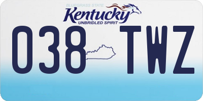 KY license plate 038TWZ