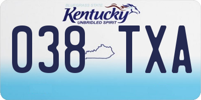 KY license plate 038TXA