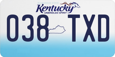 KY license plate 038TXD