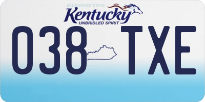 KY license plate 038TXE