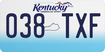 KY license plate 038TXF