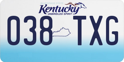 KY license plate 038TXG
