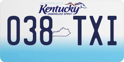 KY license plate 038TXI